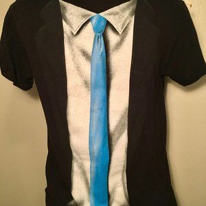 Tuxedo Shirt with Blue Tie by Ink Inc - Black, M